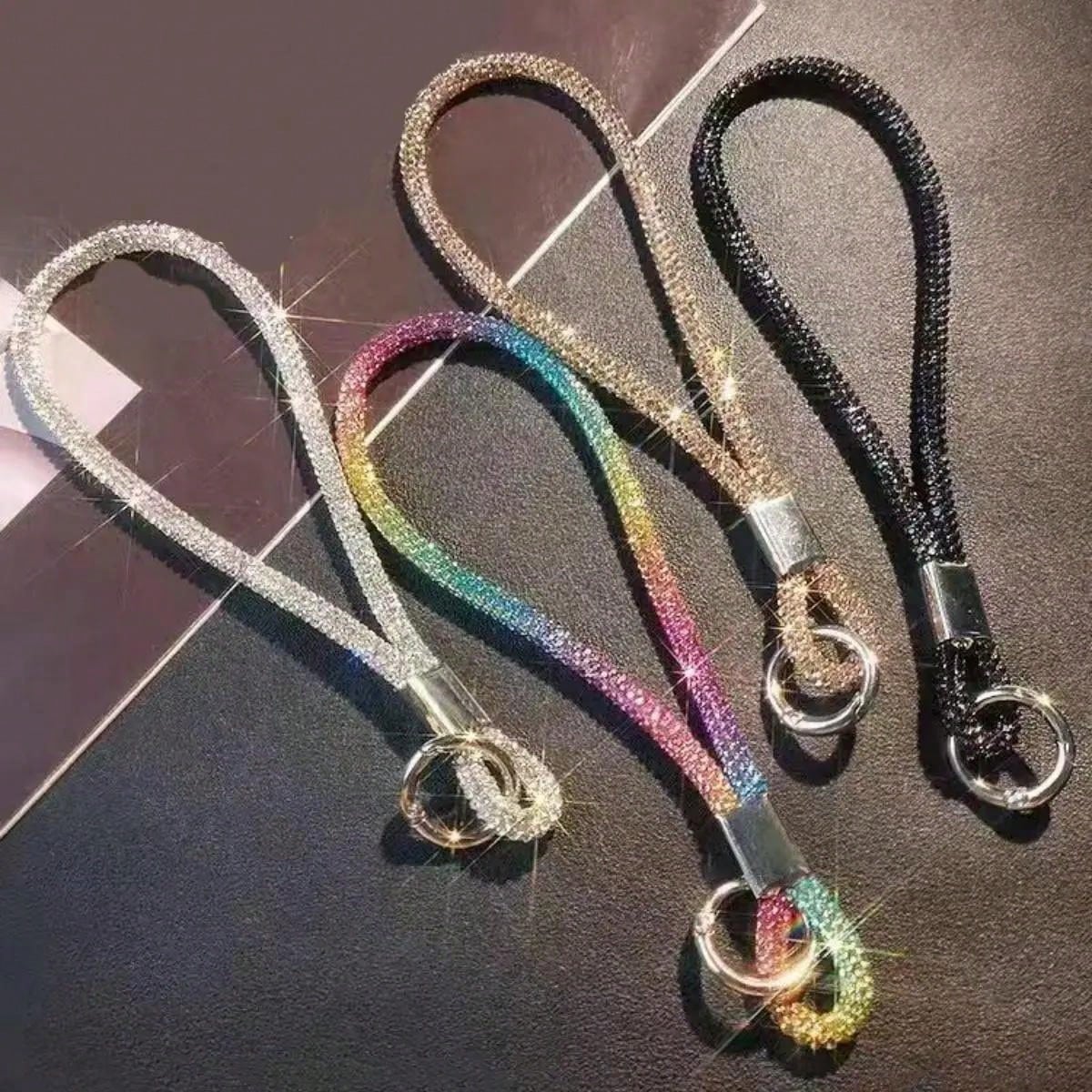 Rhinestone Keychain, Unisex Creative Phone Lanyard, Colorful Rope Pendant, Birthday Gift, Anniversary Party Favor