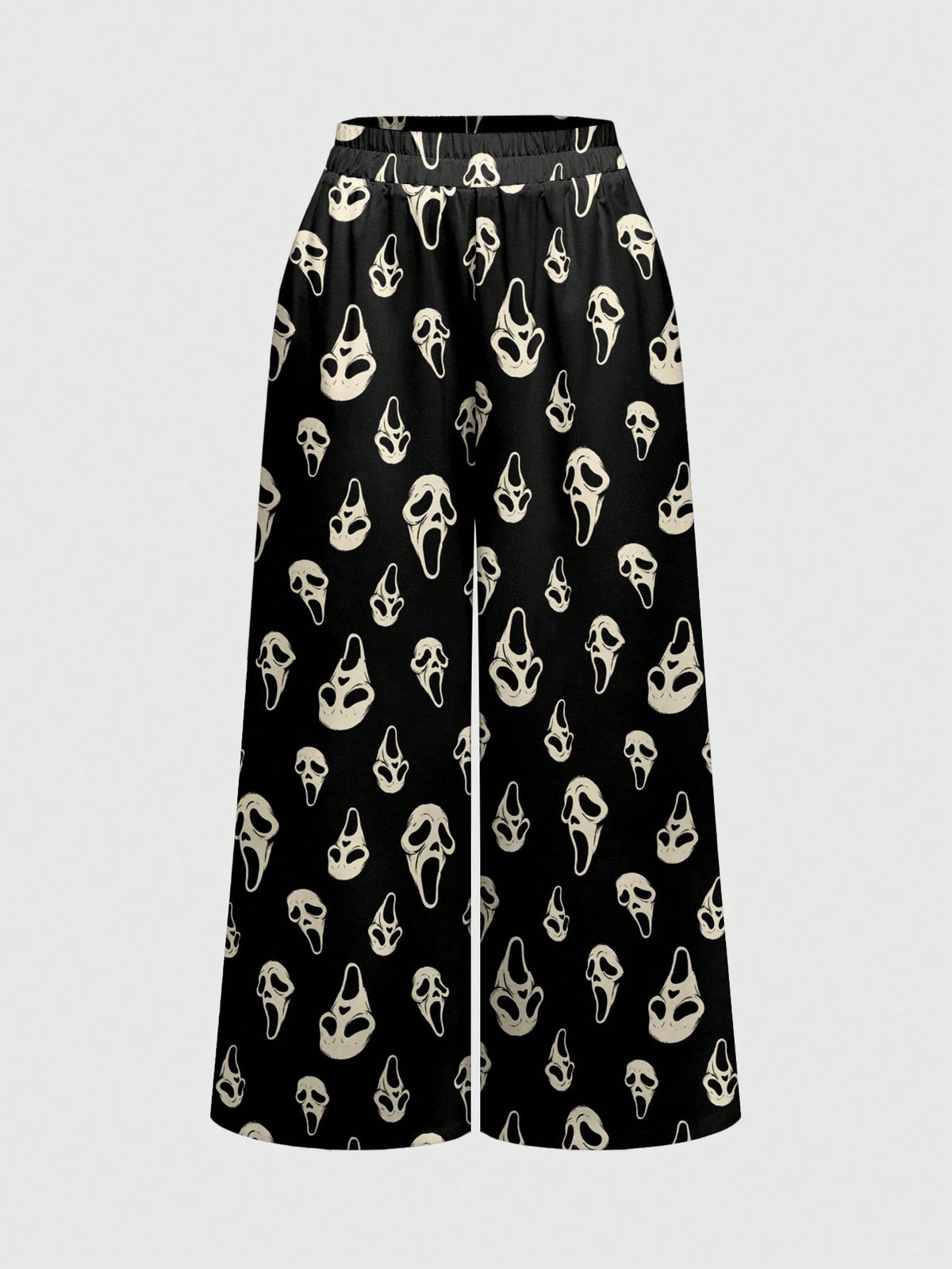 ROMWE Spring/Summer Casual Graphic Black Punk Horror Gothic Dark Loose Women Pants