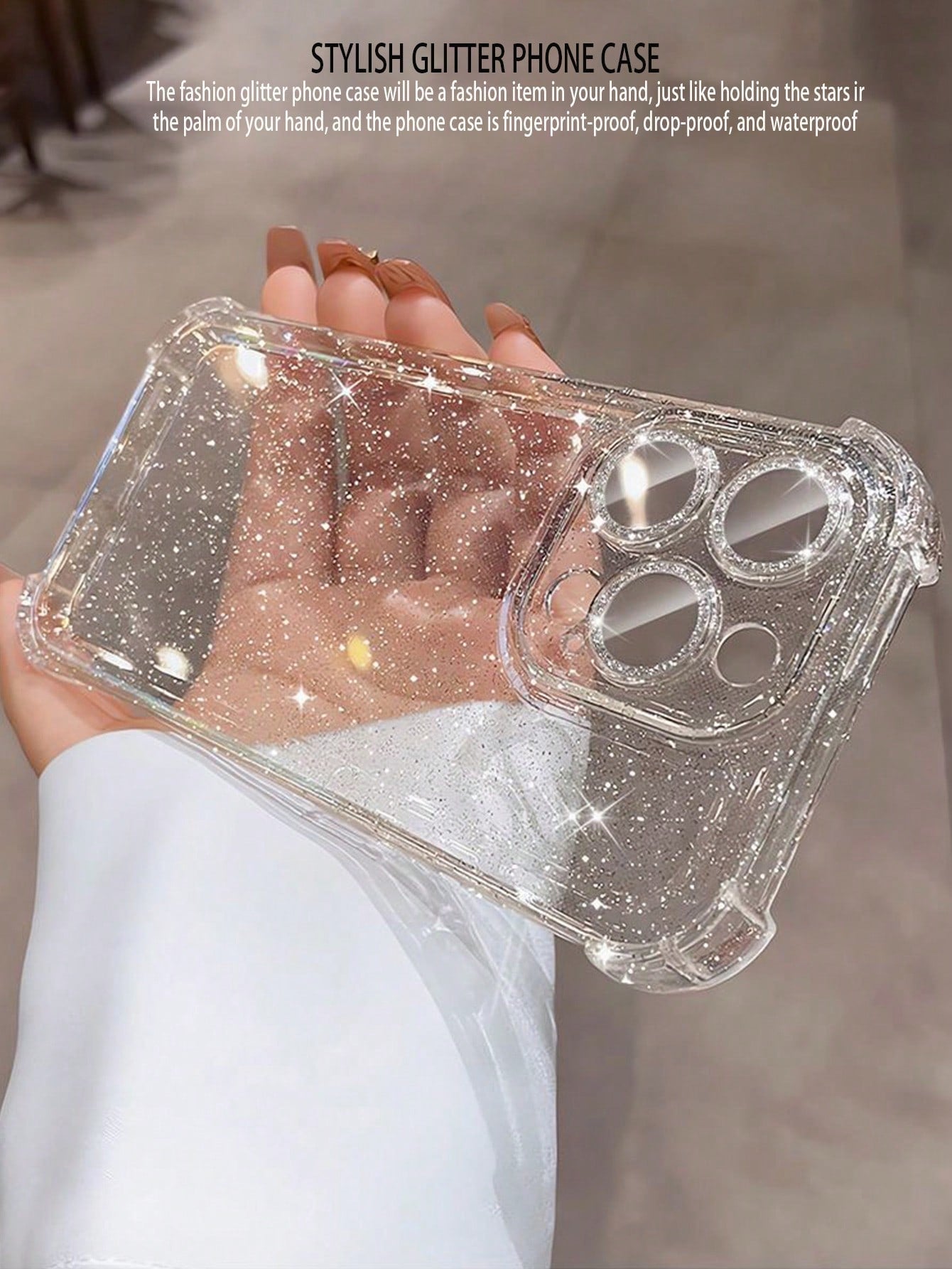 Sequin Luxury Shiny Transparent Soft Phone Case, Compatible With IPhone 16 Pro Max 15 14 13 12 11 Pro Plus 16E, Lens Protection Cover, Waterproof Shockproof Anti-Drop Anti-Scratch