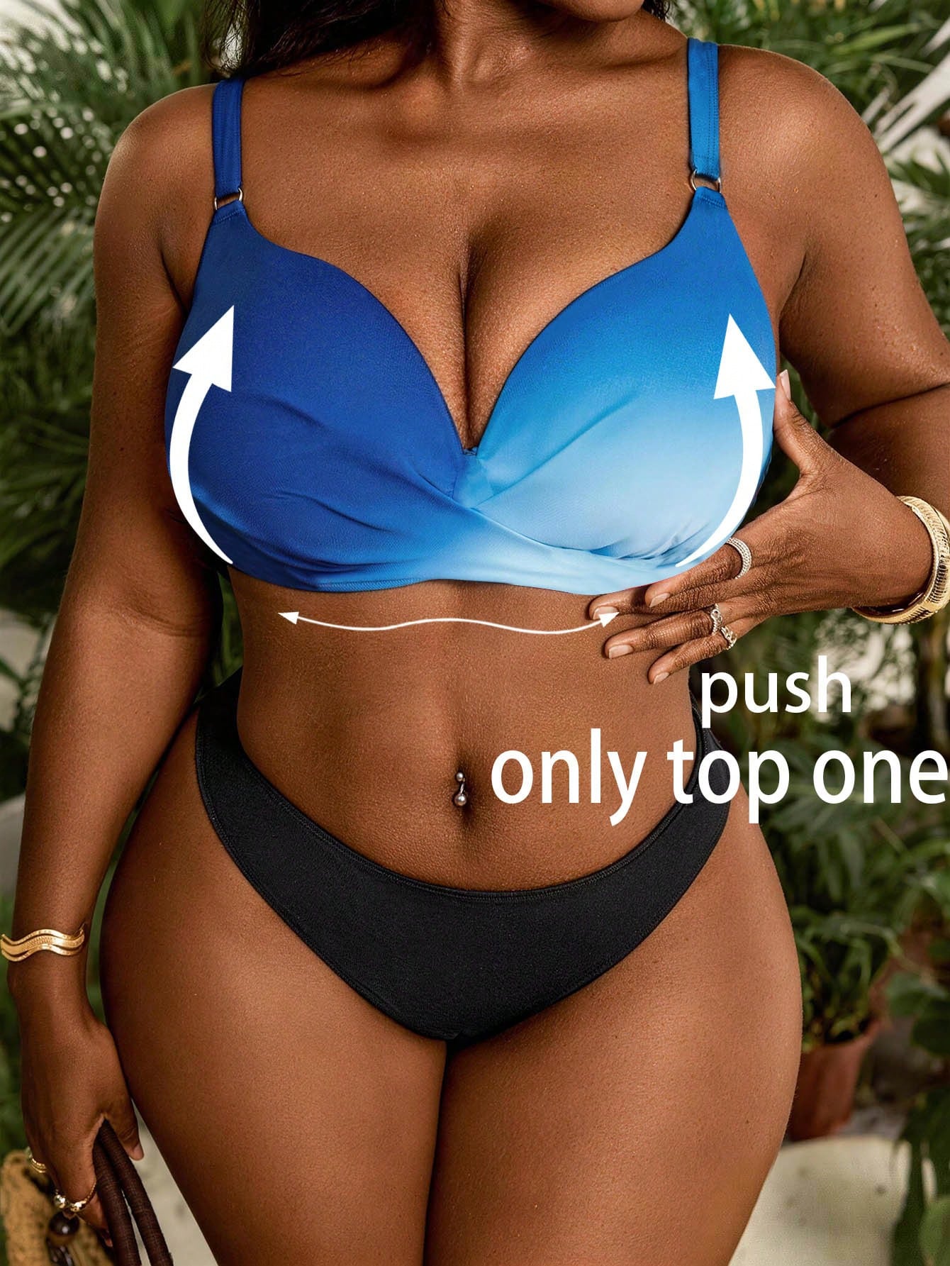 Slaydiva Plus Size Molded Cup Gradient Print Bikini Top