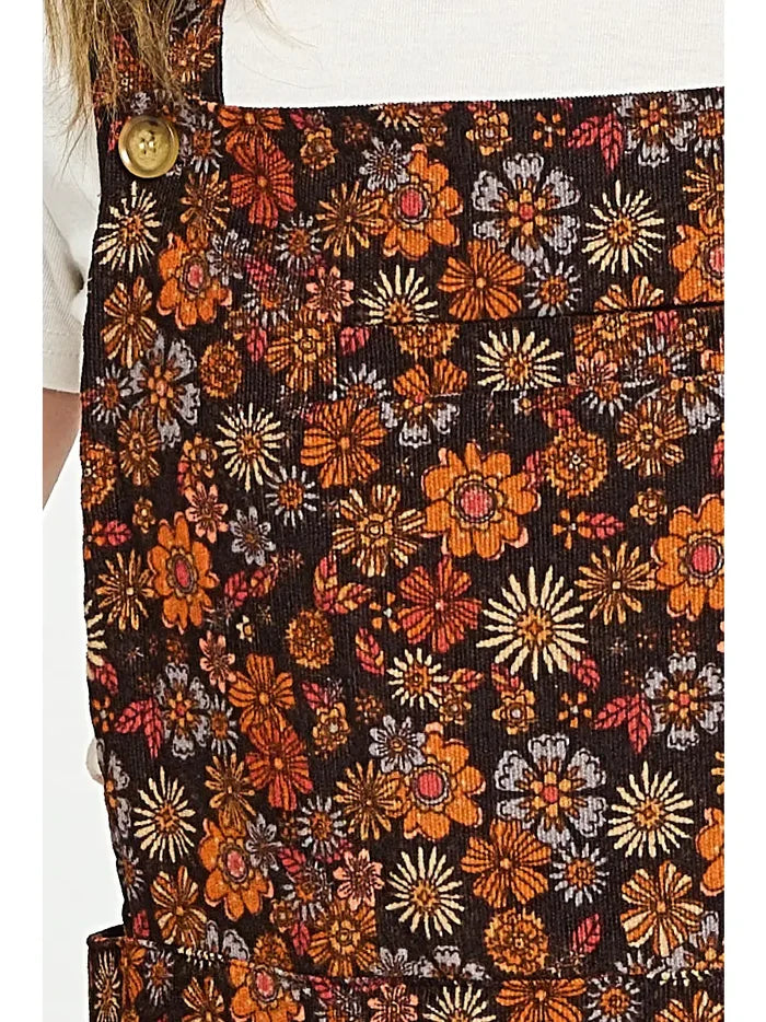SM Wardrobe - Fall Floral Print Corduroy Overalls