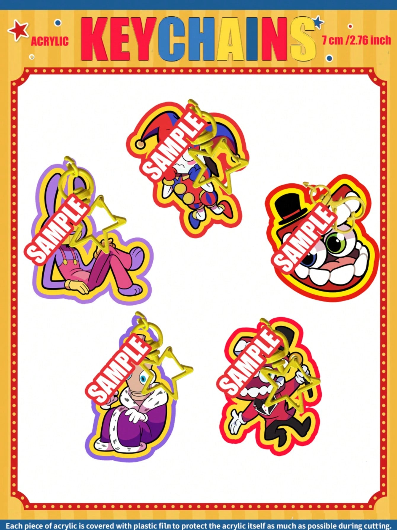 TADC Keychains, JAX, POM, Digital Circus 2D Acrylic Keychain, Bag/Car Keyring Decoration, Suitable For Family, Friends, Fans