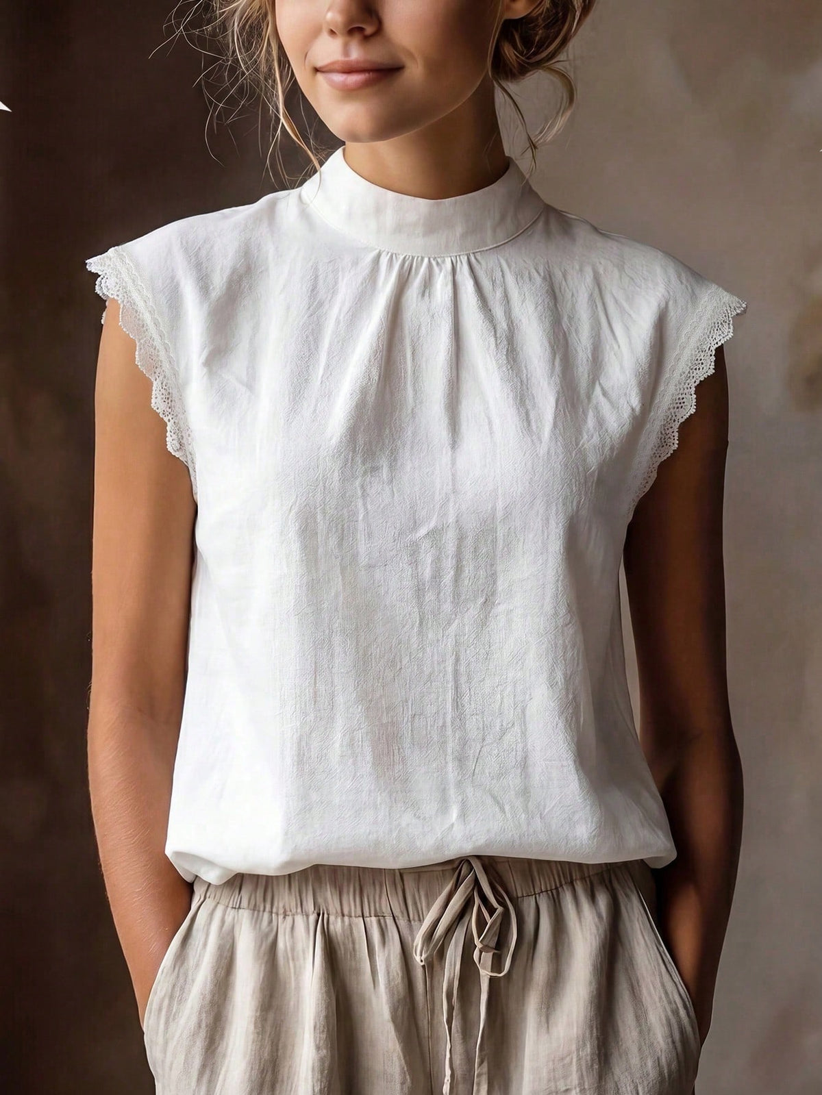 Women's Casual French Elegant Solid Color Shirt, New Arrival For Summer Brunch Breakfast White