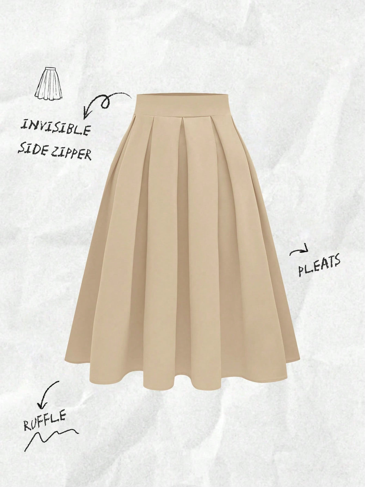 Women's Casual Pleated Skirt, Versatile For Spring & Autumn