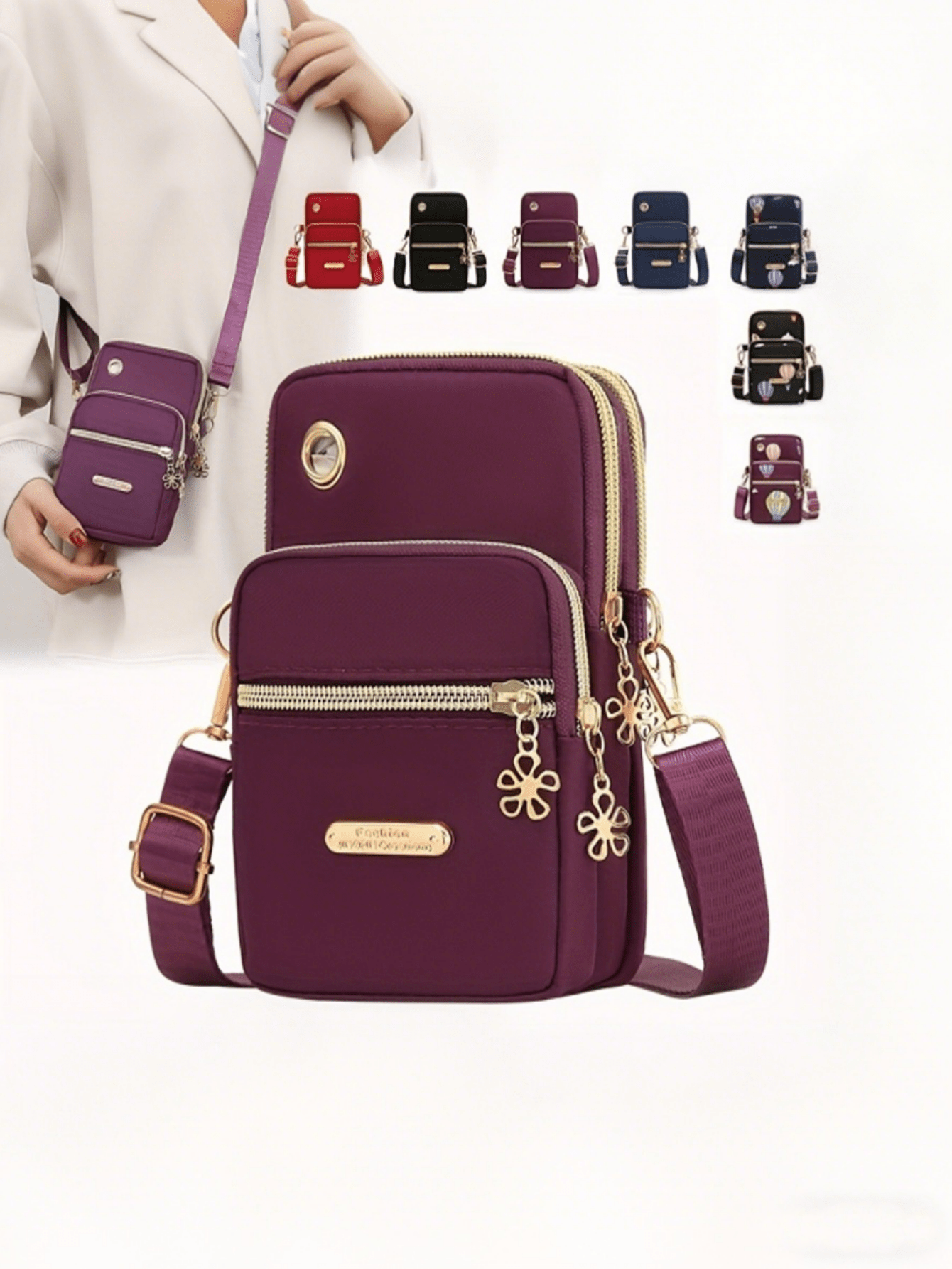 Women's Fashion Multi-Zipper Phone Bag With Metal Decor Wristlet Crossbody Arm Bag Handheld Wallet Purse For Women Wallet Purse Wallet Small Wallet Bags Ladies Sling Sling Bag Women Mini Wallet Purses