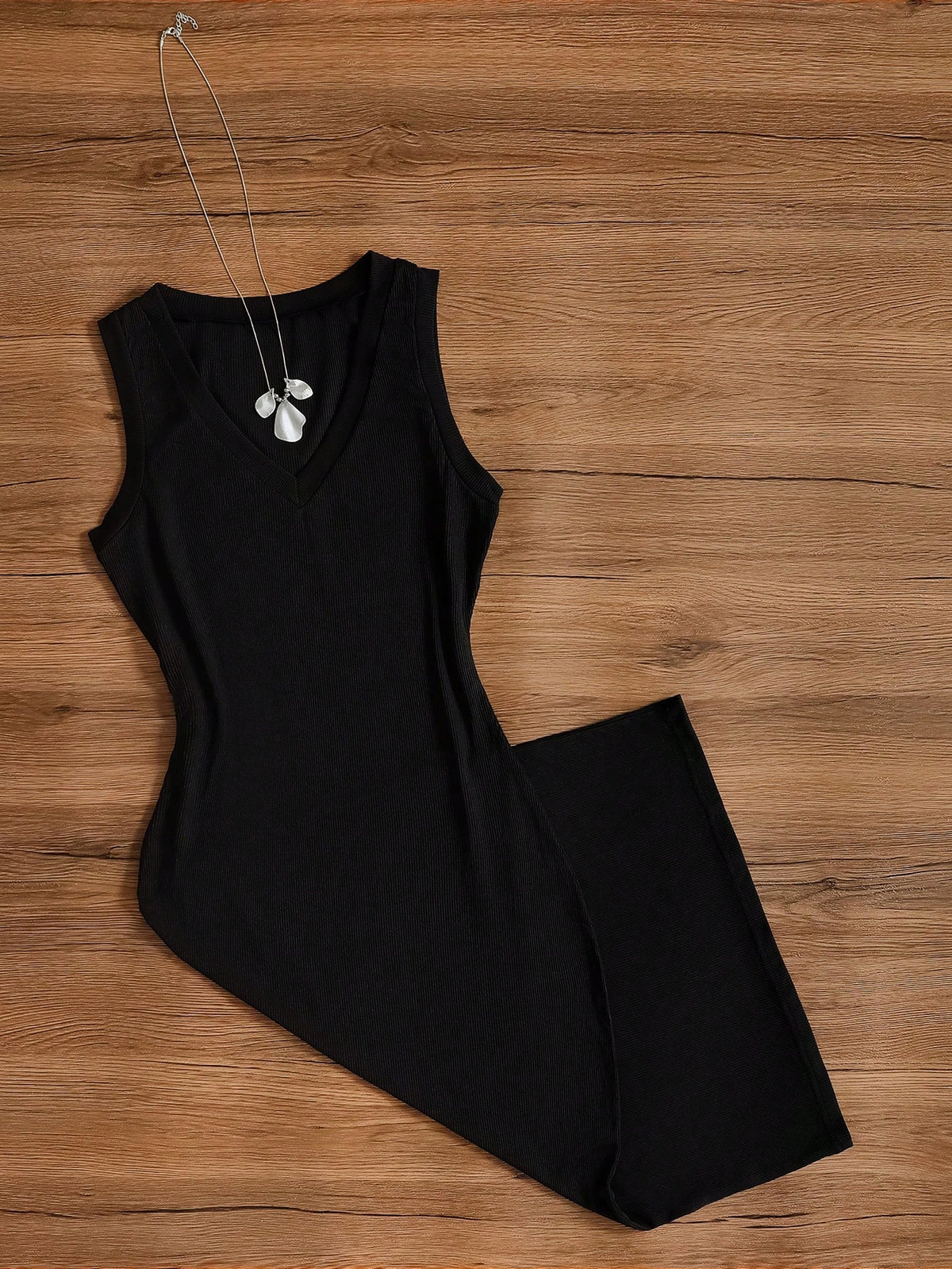 Women's Solid Color Elegant Casual Knit Fabric Split Bodycon Dress, Suitable For Vacation, Wedding, Birthday Party, Date, Spring/Summer Black