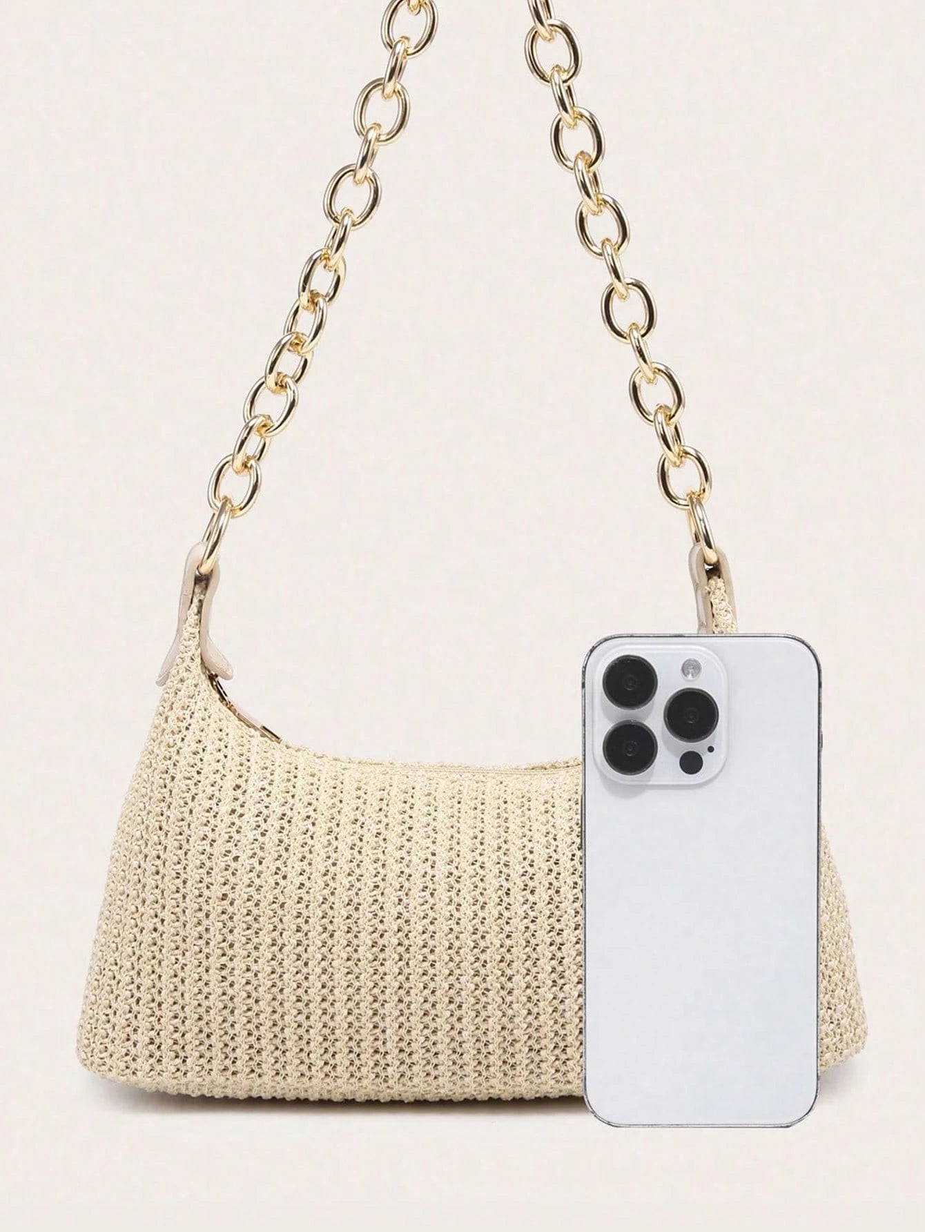 Women's Underarm Shoulder Bag, PU Rope Flower Pendant, Large Capacity, Lightweight, Casual Fashionable Beach Vacation Style,Straw Bag