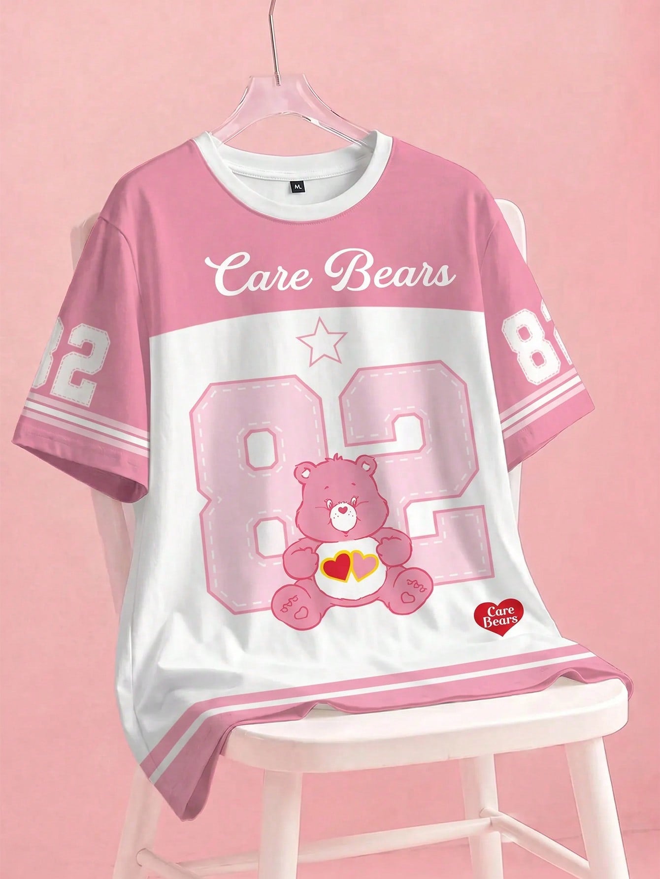 X Care Bears Plus Size Women's Digital Bear Print Contrast Color Round Neck Short Sleeve T-Shirt