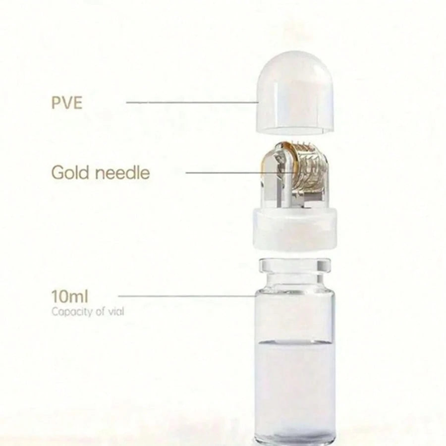 0.25mm 64-Needle Titanium Microneedle Roller, Suitable For Home Use On Lips And Face, Personal Facial Beauty Device, For Use With Facial, Lip And Body Serums (Serum Not Included), Reusable 0.25mm/0.5m