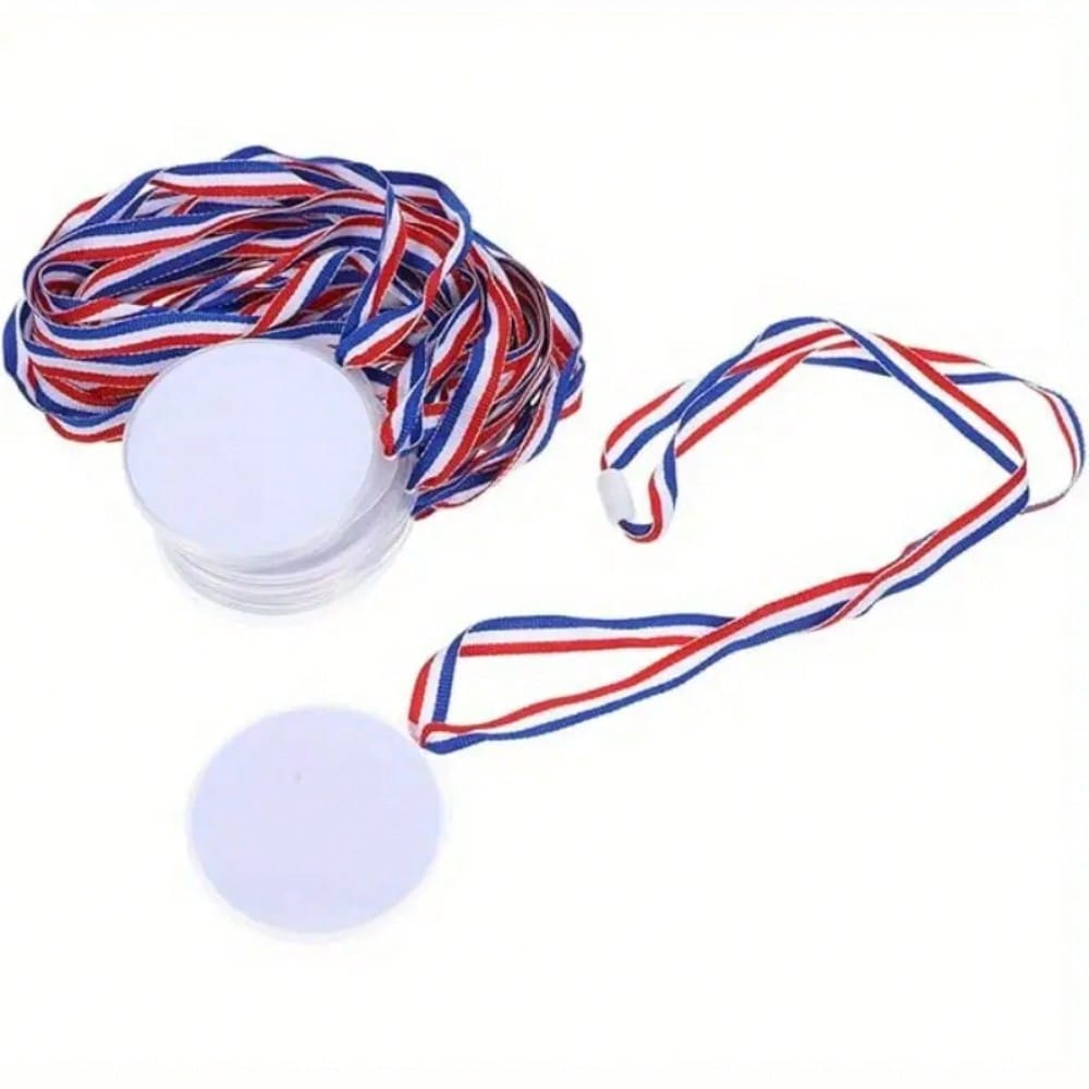 1/10/20pcs Blank Lanyard Medals, Universal DIY Hanging Rope Medals, Mixed Colors, DIY Graffiti Party Medals, For Sports Competitions, Props, Rewards, Party Gifts And Decorations