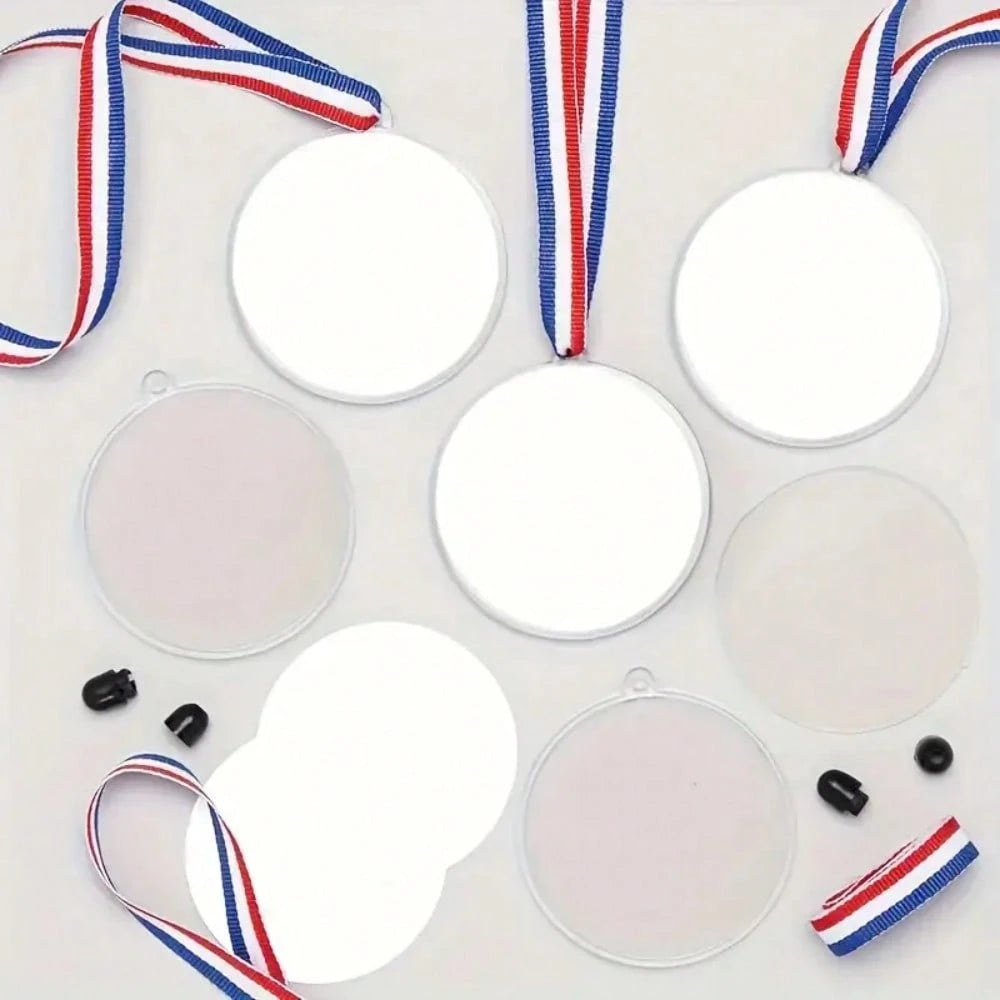 1/10/20pcs Blank Lanyard Medals, Universal DIY Hanging Rope Medals, Mixed Colors, DIY Graffiti Party Medals, For Sports Competitions, Props, Rewards, Party Gifts And Decorations