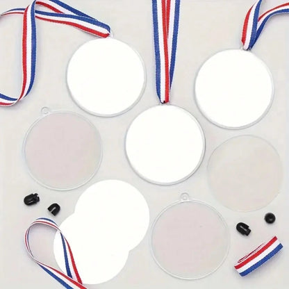 1/10/20pcs Blank Lanyard Medals, Universal DIY Hanging Rope Medals, Mixed Colors, DIY Graffiti Party Medals, For Sports Competitions, Props, Rewards, Party Gifts And Decorations
