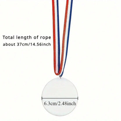 1/10/20pcs Blank Lanyard Medals, Universal DIY Hanging Rope Medals, Mixed Colors, DIY Graffiti Party Medals, For Sports Competitions, Props, Rewards, Party Gifts And Decorations