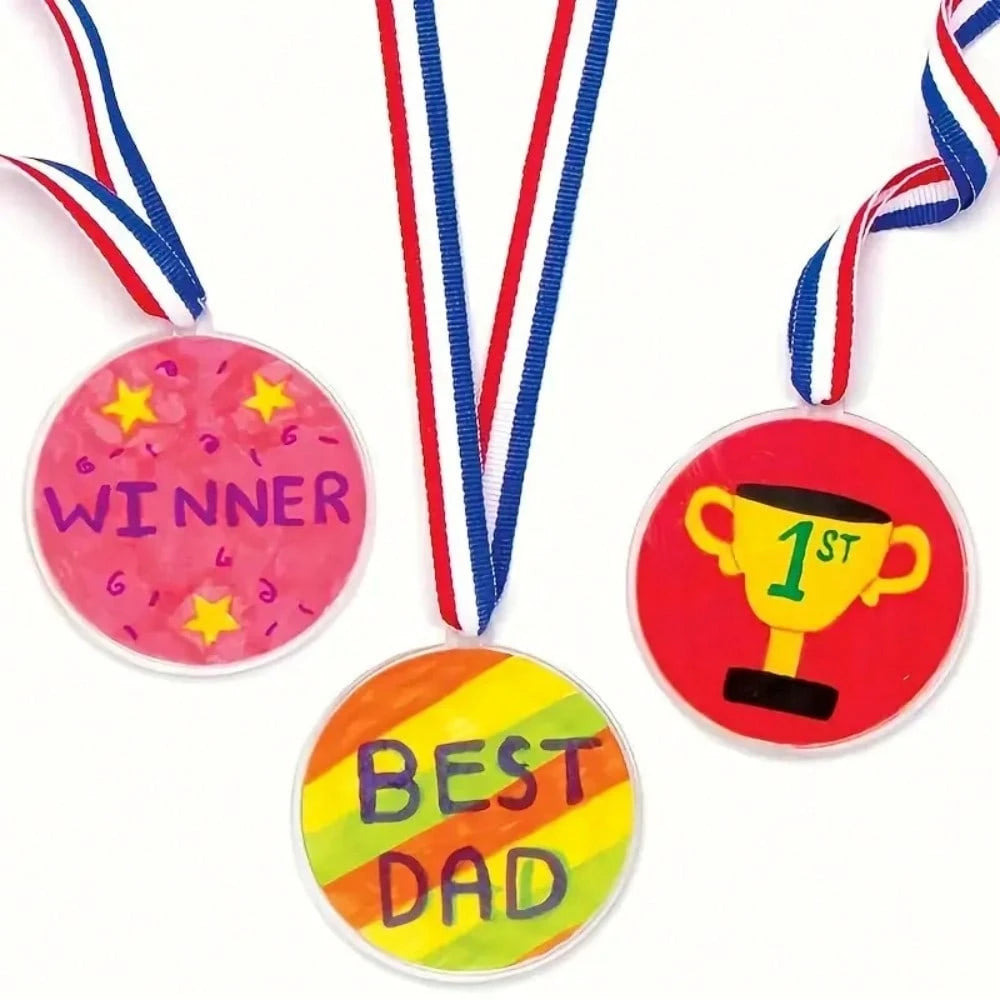 1/10/20pcs Blank Lanyard Medals, Universal DIY Hanging Rope Medals, Mixed Colors, DIY Graffiti Party Medals, For Sports Competitions, Props, Rewards, Party Gifts And Decorations