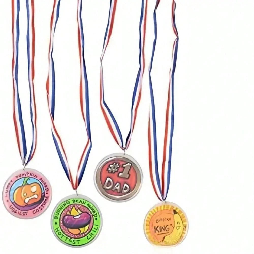 1/10/20pcs Blank Lanyard Medals, Universal DIY Hanging Rope Medals, Mixed Colors, DIY Graffiti Party Medals, For Sports Competitions, Props, Rewards, Party Gifts And Decorations