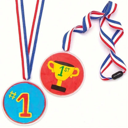 1/10/20pcs Blank Lanyard Medals, Universal DIY Hanging Rope Medals, Mixed Colors, DIY Graffiti Party Medals, For Sports Competitions, Props, Rewards, Party Gifts And Decorations