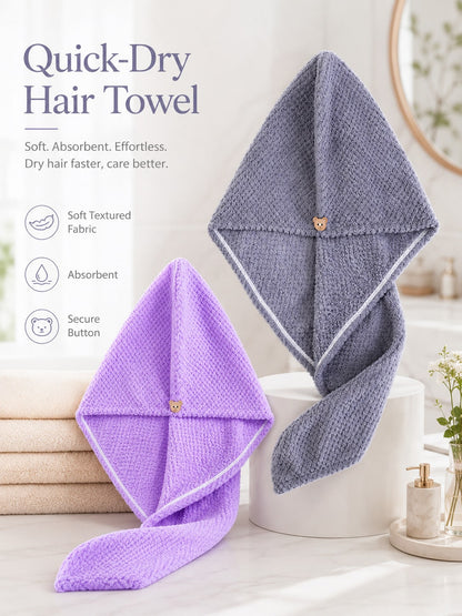 1-10pcs Women's Dry Hair Cap, Ultra Soft Microfiber Hair Towel, Minimalist Solid Color Bath Towel, Super Absorbent Quick Dry Hair Cap, Anti-Frizz Bath Cap, Bathroom Accessory