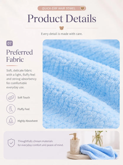 1-10pcs Women's Dry Hair Cap, Ultra Soft Microfiber Hair Towel, Minimalist Solid Color Bath Towel, Super Absorbent Quick Dry Hair Cap, Anti-Frizz Bath Cap, Bathroom Accessory