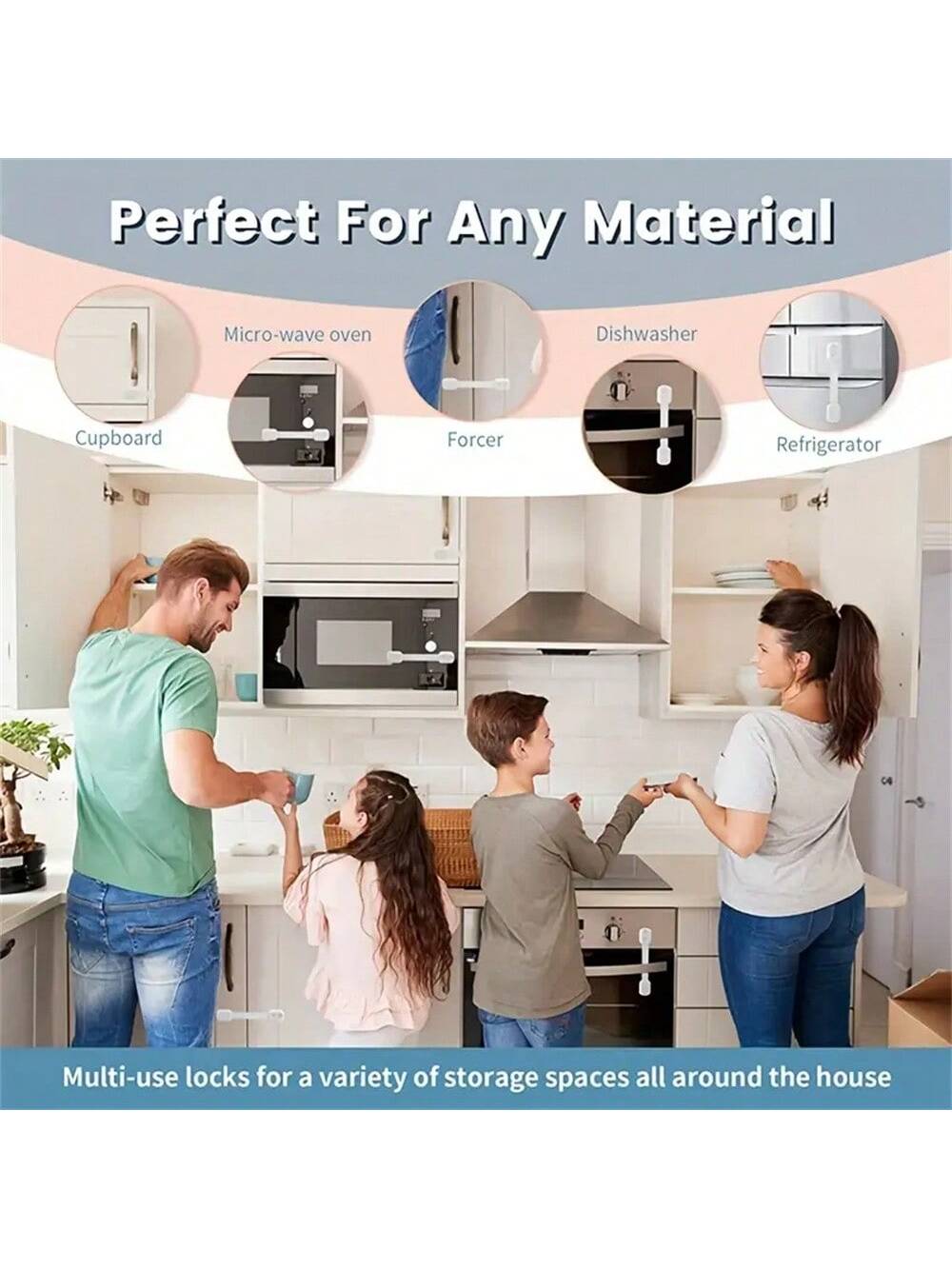 1/2/3/4/5/6/10pcs Child Belt Lock Baby Lock Multi-Purpose Child With Lock Baby Drawer Lock Adjustable Length Anti Pinch ABS Child With Lock For Cabinet Drawer Toilet Fridge