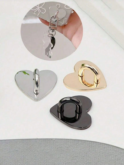 1/2/3/5/10/20/40pcs Heart-Shaped Metal Adhesive Buckles, Suitable For DIY Phone Case Lanyard Accessories, Mobile Phone Straps, Gold, Silver, Black And Colorful, Phone Case Bag Hardware Accessories, Ke
