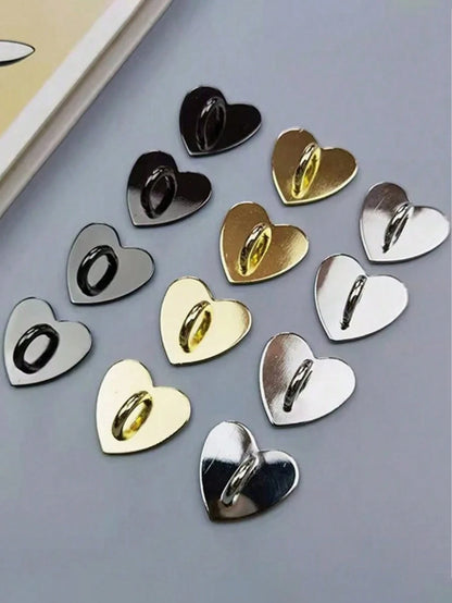 1/2/3/5/10/20/40pcs Heart-Shaped Metal Adhesive Buckles, Suitable For DIY Phone Case Lanyard Accessories, Mobile Phone Straps, Gold, Silver, Black And Colorful, Phone Case Bag Hardware Accessories, Ke