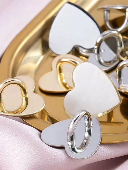 1/2/3/5/10/20/40pcs Heart-Shaped Metal Adhesive Buckles, Suitable For DIY Phone Case Lanyard Accessories, Mobile Phone Straps, Gold, Silver, Black And Colorful, Phone Case Bag Hardware Accessories, Ke