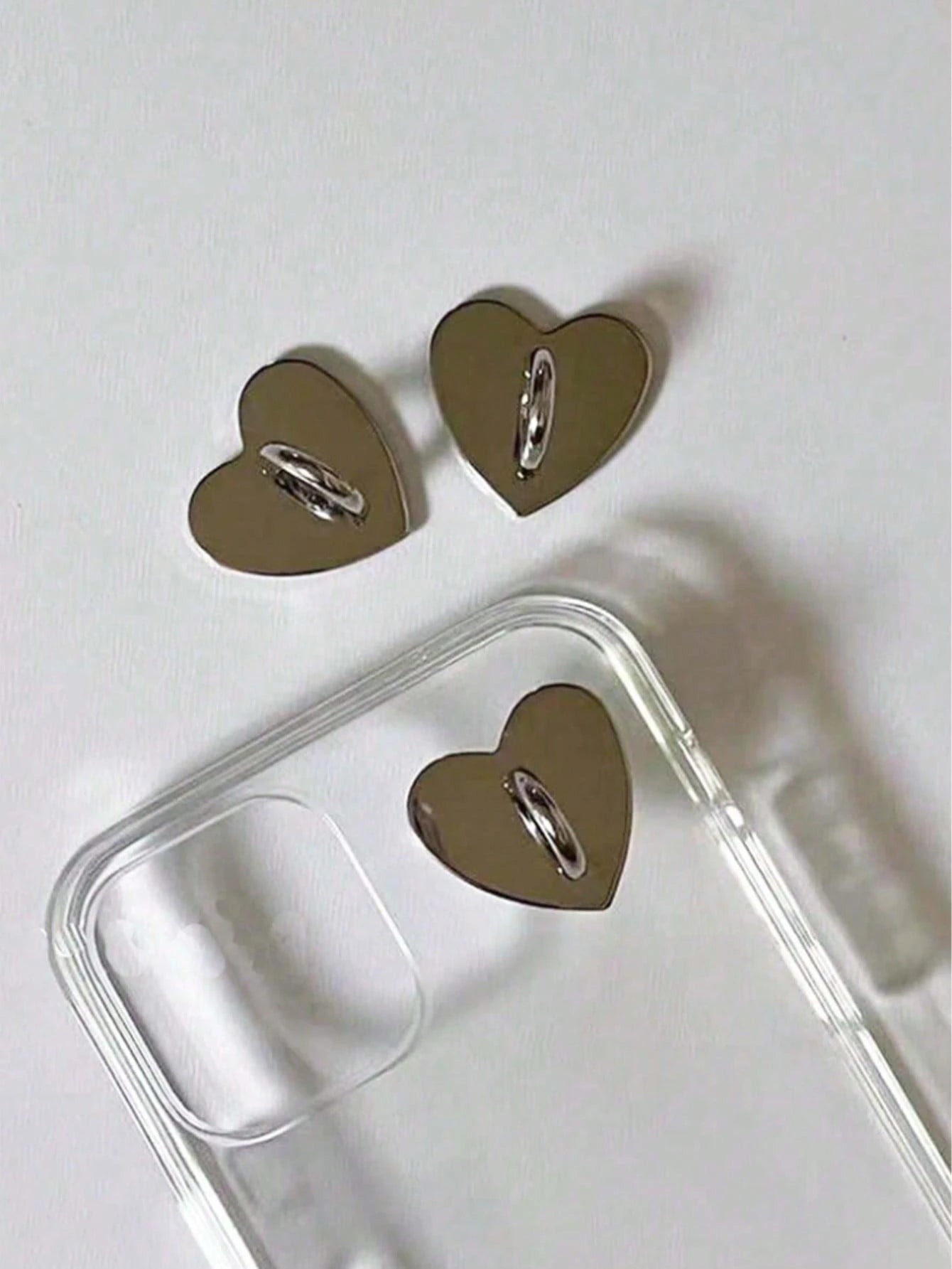 1/2/3/5/10/20/40pcs Heart-Shaped Metal Adhesive Buckles, Suitable For DIY Phone Case Lanyard Accessories, Mobile Phone Straps, Gold, Silver, Black And Colorful, Phone Case Bag Hardware Accessories, Ke