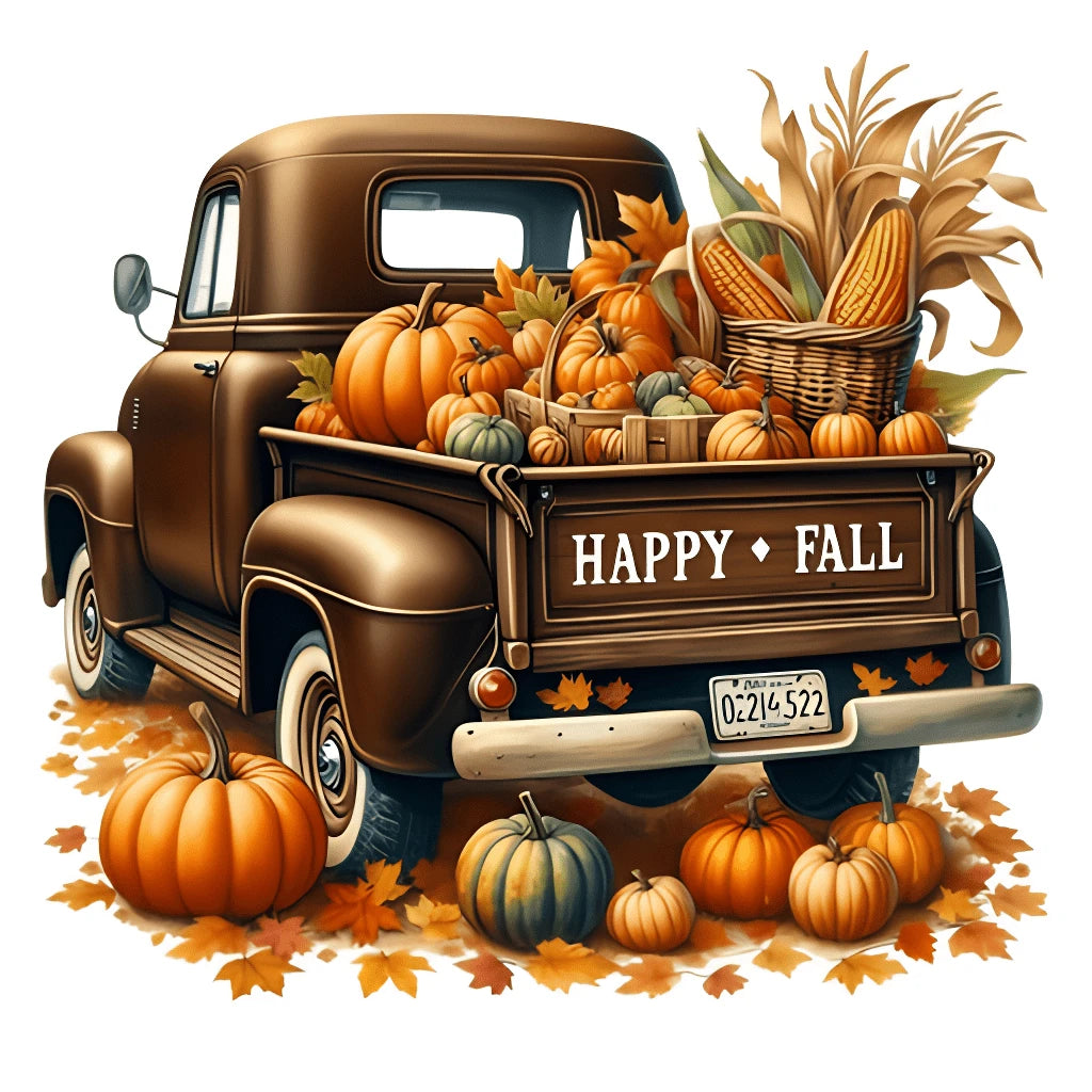 1/2/3pcs Autumn Pumpkin Vintage Iron-On Heat Transfer Stickers "HAPPY FALL" DIY Stickers For Clothing, T-Shirt Making, Pillow Decoration, Apparel Items And Applique