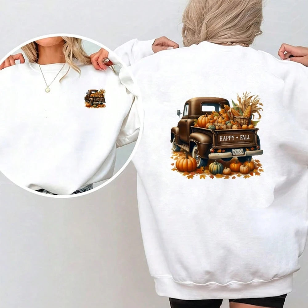 1/2/3pcs Autumn Pumpkin Vintage Iron-On Heat Transfer Stickers "HAPPY FALL" DIY Stickers For Clothing, T-Shirt Making, Pillow Decoration, Apparel Items And Applique
