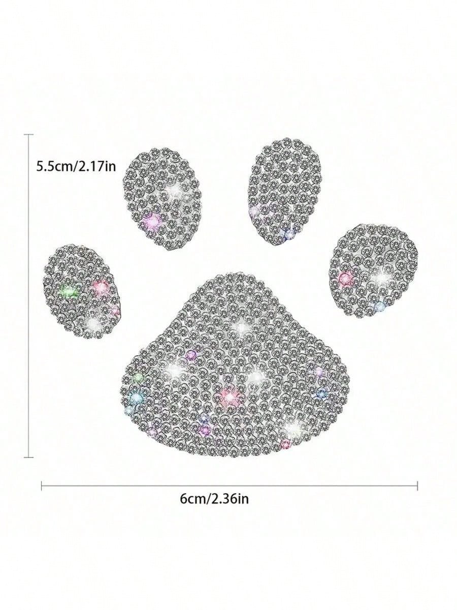 1/2/3pcs Car Claw Print Rhinestone Stickers, Shiny Silver, Can Be Pasted Inside/Outside Vehicle, Fits Windows & Bumpers, Cute Design To Enhance Appearance, Car Decor Accessories