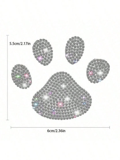 1/2/3pcs Car Claw Print Rhinestone Stickers, Shiny Silver, Can Be Pasted Inside/Outside Vehicle, Fits Windows & Bumpers, Cute Design To Enhance Appearance, Car Decor Accessories