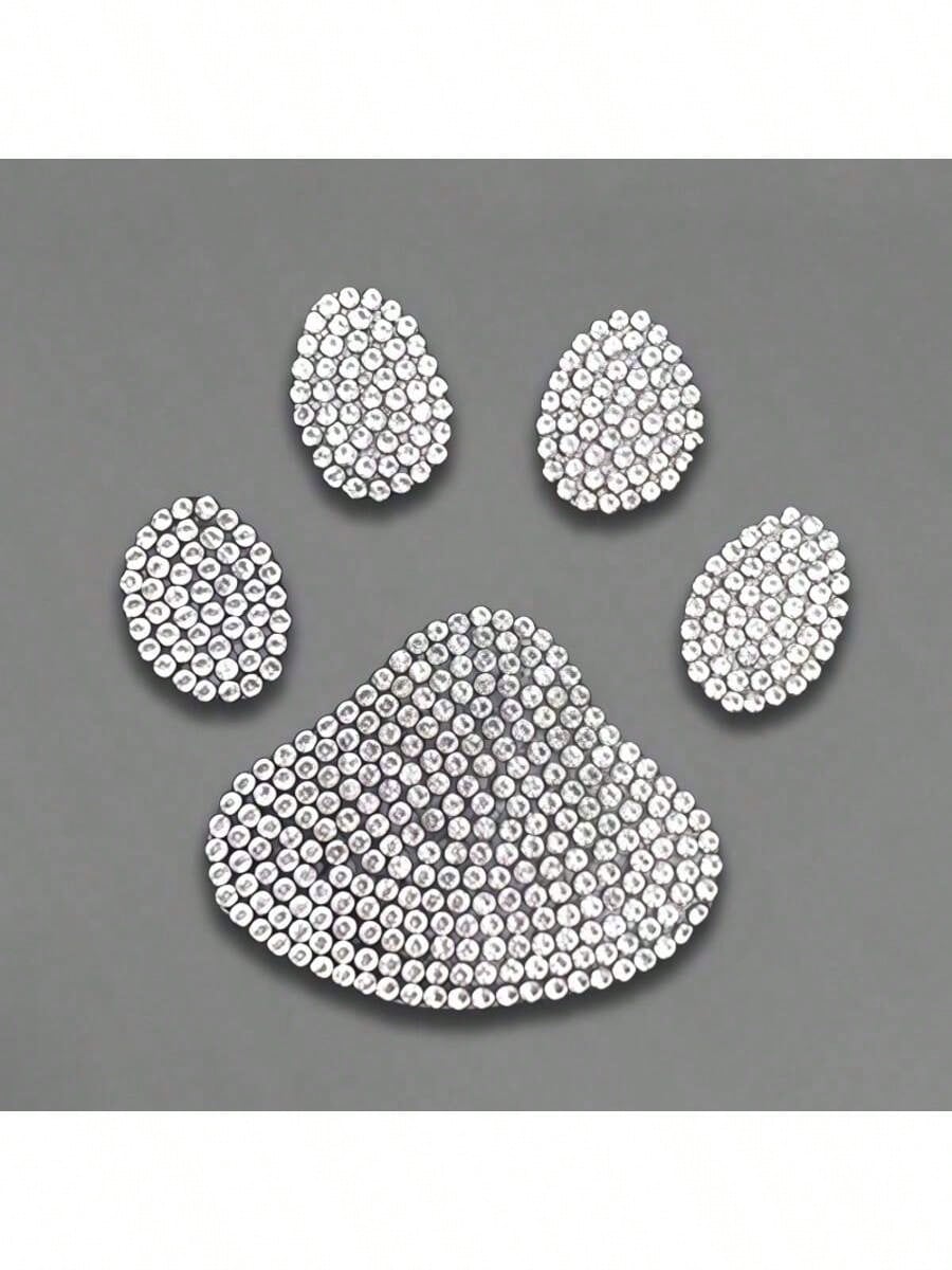 1/2/3pcs Car Claw Print Rhinestone Stickers, Shiny Silver, Can Be Pasted Inside/Outside Vehicle, Fits Windows & Bumpers, Cute Design To Enhance Appearance, Car Decor Accessories