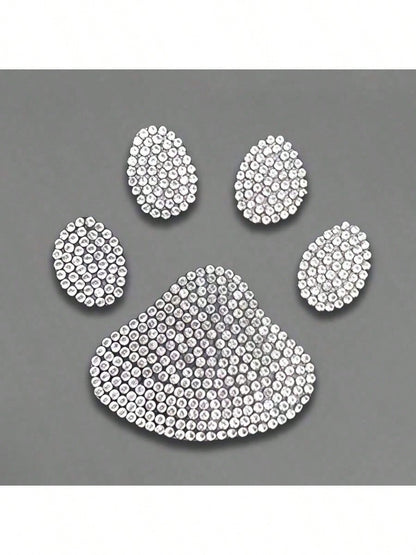 1/2/3pcs Car Claw Print Rhinestone Stickers, Shiny Silver, Can Be Pasted Inside/Outside Vehicle, Fits Windows & Bumpers, Cute Design To Enhance Appearance, Car Decor Accessories
