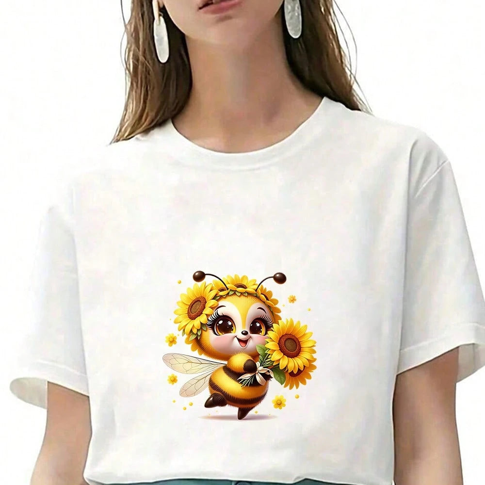 1/2/3PCS Durable Washable Iron-On Transfer, Cartoon Plush Bee Wearing Sunflower Holding Bouquet Pattern Color Block Heat Transfer, Vinyl Print, Heat Transfer Sticker, Iron-On Transfer Iron-On Sticker