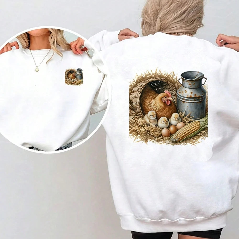 1/2/3pcs Farm Theme Heat Transfer Stickers| Country Style Hen & Chick DIY Heat Transfer Decals, Suitable For T-Shirts, Sweatshirts, Sweaters, Canvas Bags, Warm & Vintage