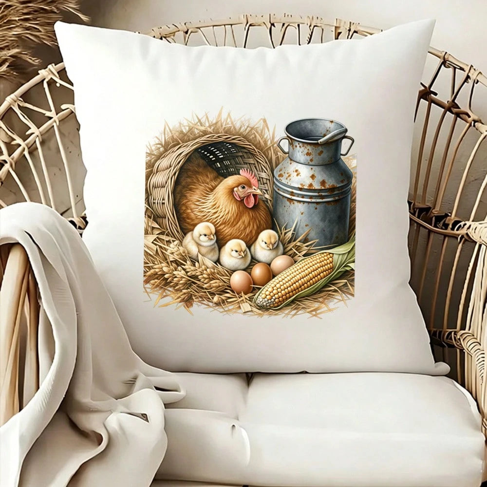 1/2/3pcs Farm Theme Heat Transfer Stickers| Country Style Hen & Chick DIY Heat Transfer Decals, Suitable For T-Shirts, Sweatshirts, Sweaters, Canvas Bags, Warm & Vintage