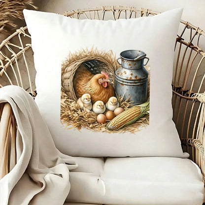 1/2/3pcs Farm Theme Heat Transfer Stickers| Country Style Hen & Chick DIY Heat Transfer Decals, Suitable For T-Shirts, Sweatshirts, Sweaters, Canvas Bags, Warm & Vintage
