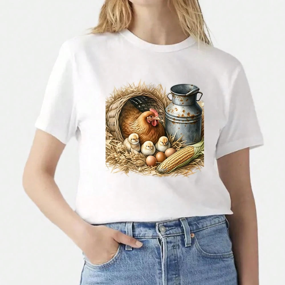1/2/3pcs Farm Theme Heat Transfer Stickers| Country Style Hen & Chick DIY Heat Transfer Decals, Suitable For T-Shirts, Sweatshirts, Sweaters, Canvas Bags, Warm & Vintage
