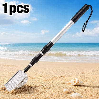 1/2/3pcs Telescopic Beach Sand Scoop, Metal Mesh Sand Sifter Shovel With Long Handle For Shells, Coins, Treasure Hunting & Outdoor Beach Use