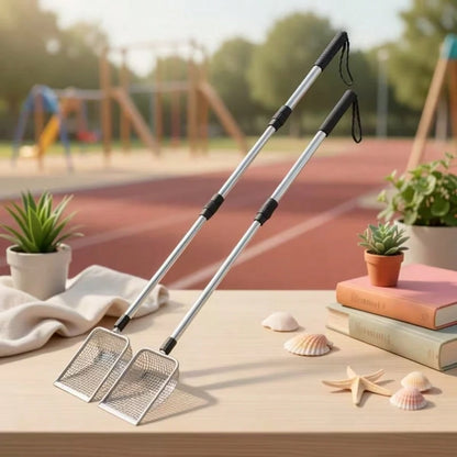 1/2/3pcs Telescopic Beach Sand Scoop, Metal Mesh Sand Sifter Shovel With Long Handle For Shells, Coins, Treasure Hunting & Outdoor Beach Use