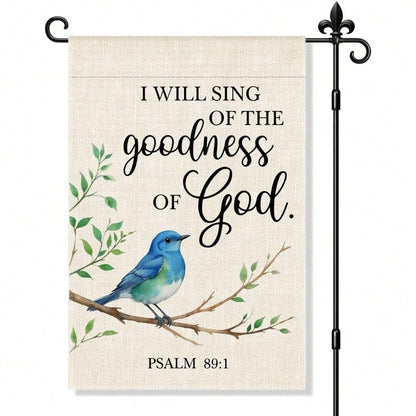 1/2/4/6pcs I Will Sing Of Goodness Of God. Psalms 89:1 Garden Double-Sided Yard Outdoor Decoration 12*18 Inch, Christian Bluebird Outdoor Yard Garden Religious Home Decor