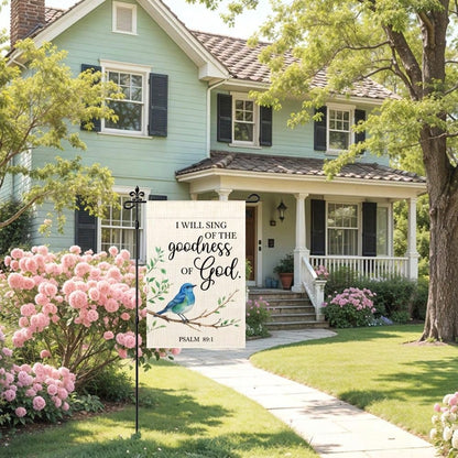 1/2/4/6pcs I Will Sing Of Goodness Of God. Psalms 89:1 Garden Double-Sided Yard Outdoor Decoration 12*18 Inch, Christian Bluebird Outdoor Yard Garden Religious Home Decor