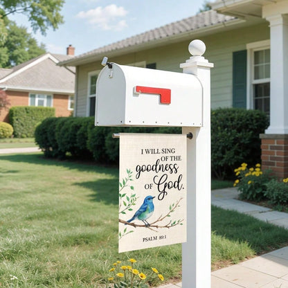 1/2/4/6pcs I Will Sing Of Goodness Of God. Psalms 89:1 Garden Double-Sided Yard Outdoor Decoration 12*18 Inch, Christian Bluebird Outdoor Yard Garden Religious Home Decor