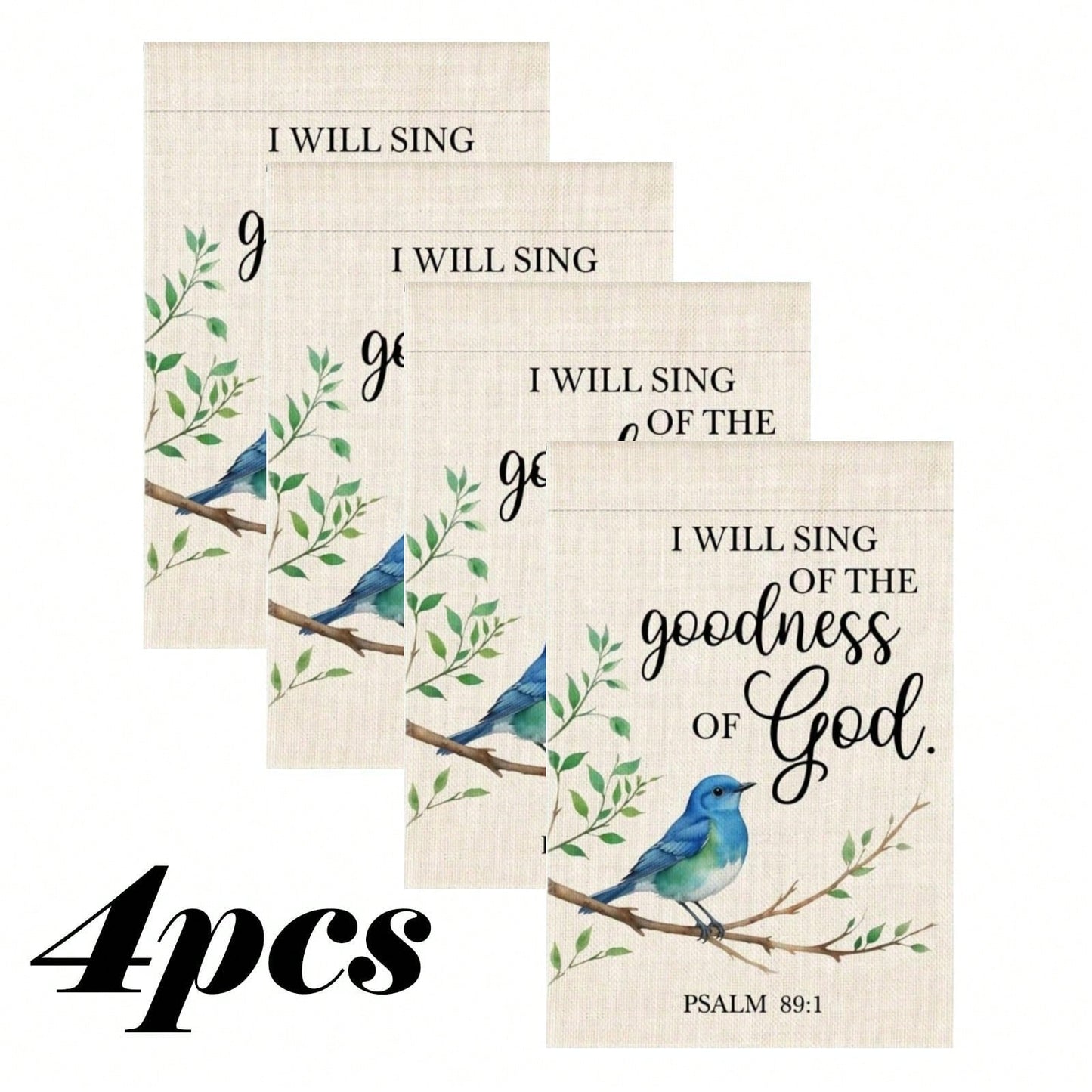 1/2/4/6pcs I Will Sing Of Goodness Of God. Psalms 89:1 Garden Double-Sided Yard Outdoor Decoration 12*18 Inch, Christian Bluebird Outdoor Yard Garden Religious Home Decor