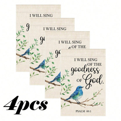 1/2/4/6pcs I Will Sing Of Goodness Of God. Psalms 89:1 Garden Double-Sided Yard Outdoor Decoration 12*18 Inch, Christian Bluebird Outdoor Yard Garden Religious Home Decor