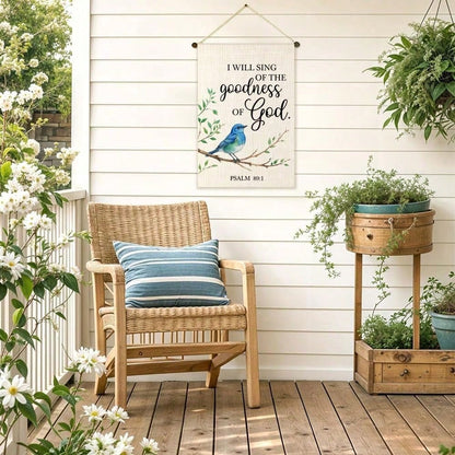 1/2/4/6pcs I Will Sing Of Goodness Of God. Psalms 89:1 Garden Double-Sided Yard Outdoor Decoration 12*18 Inch, Christian Bluebird Outdoor Yard Garden Religious Home Decor