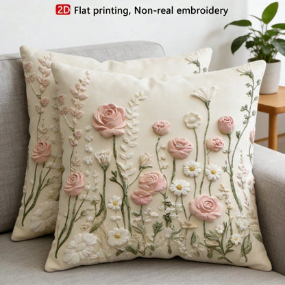 1/2/4pcs 2D Floral Print Decorative Pillow Covers, Soft Luxury French Style, Suitable For Daily Home Use/Soft & Comfortable Pillow Covers, Single-Sided Without Insert, Machine Washable