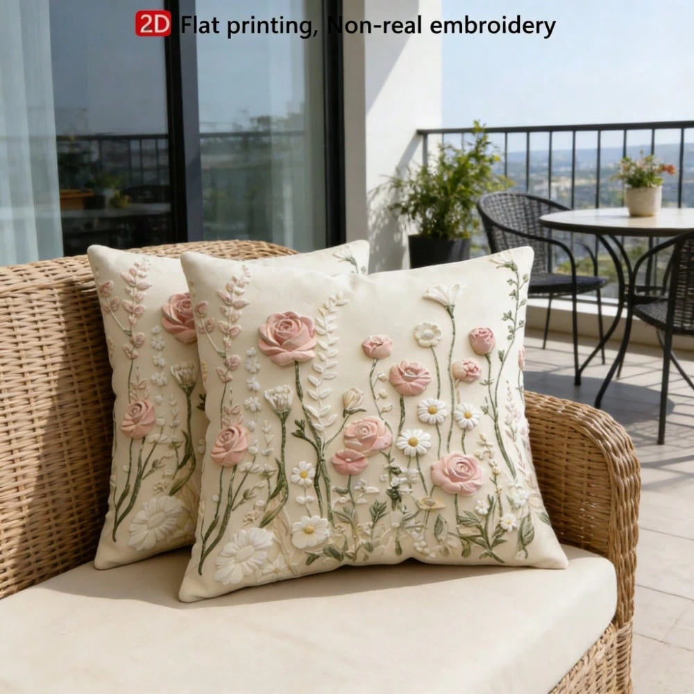 1/2/4pcs 2D Floral Print Decorative Pillow Covers, Soft Luxury French Style, Suitable For Daily Home Use/Soft & Comfortable Pillow Covers, Single-Sided Without Insert, Machine Washable