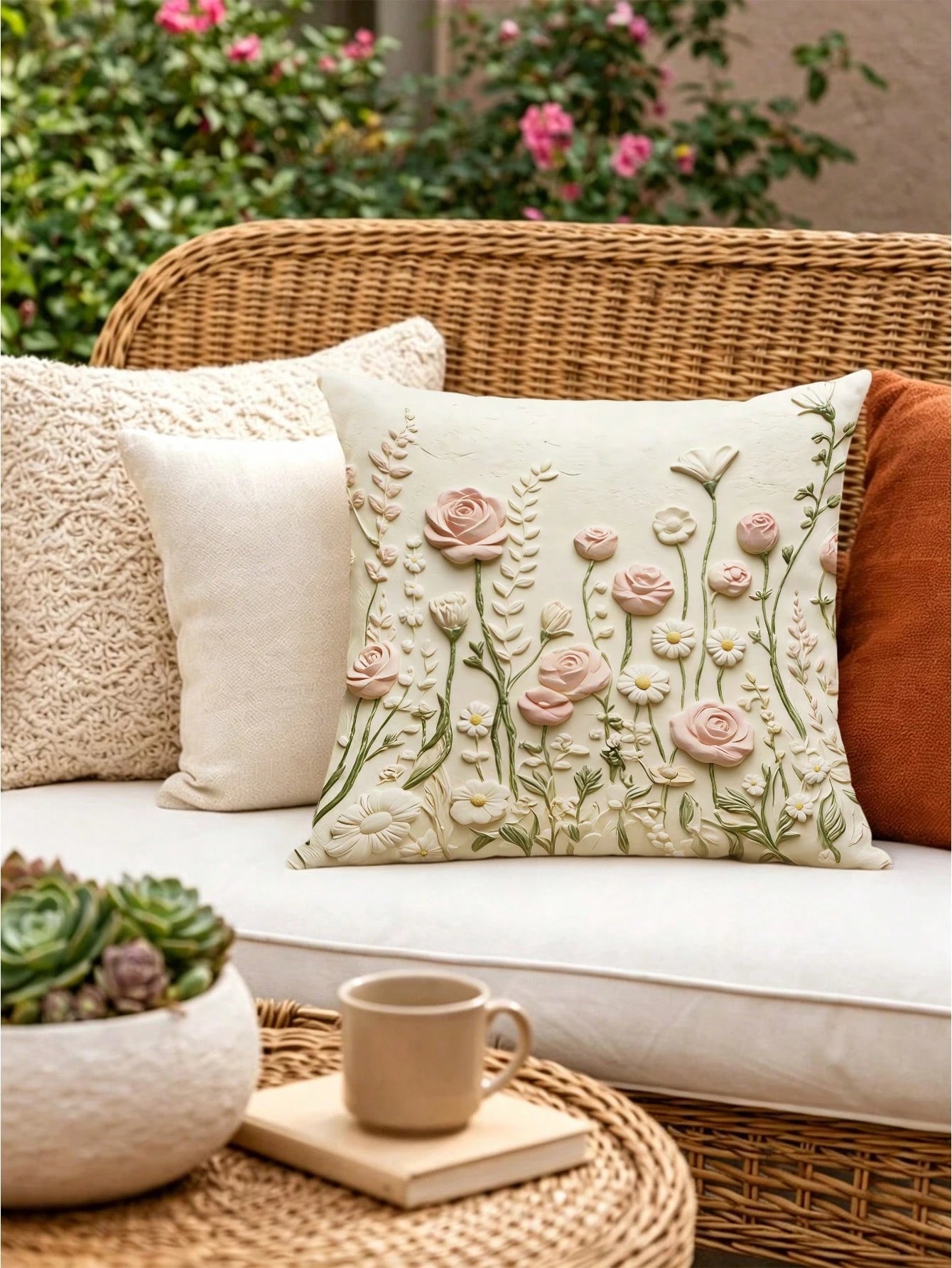 1/2/4pcs 2D Floral Print Decorative Pillow Covers, Soft Luxury French Style, Suitable For Daily Home Use/Soft & Comfortable Pillow Covers, Single-Sided Without Insert, Machine Washable