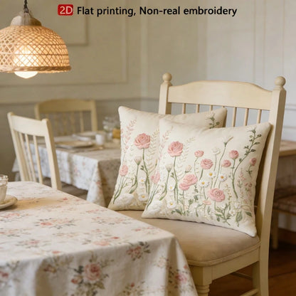 1/2/4pcs 2D Floral Print Decorative Pillow Covers, Soft Luxury French Style, Suitable For Daily Home Use/Soft & Comfortable Pillow Covers, Single-Sided Without Insert, Machine Washable